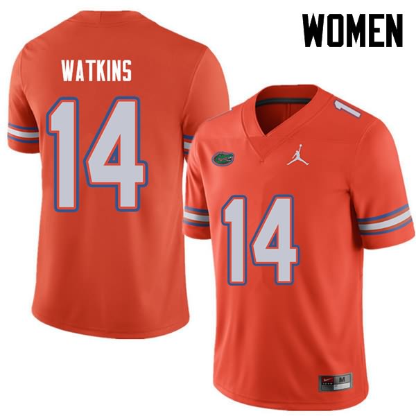 NCAA Florida Gators Justin Watkins Women's #14 Jordan Brand Orange Stitched Authentic College Football Jersey BJU5764ZG